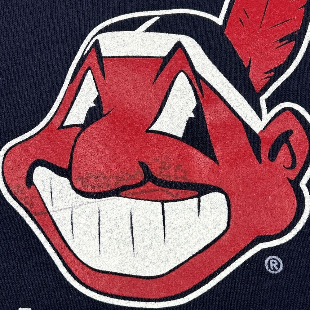 Vintage 90s Cleveland Indians Chief Wahoo MLB Lee Sport Crewneck Sweatshirt Sz L - Picture 3 of 6